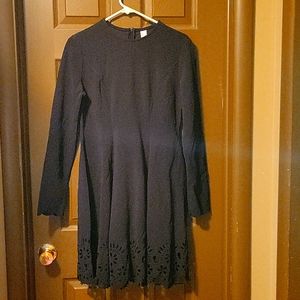 Black long sleeve acid cut trim dress